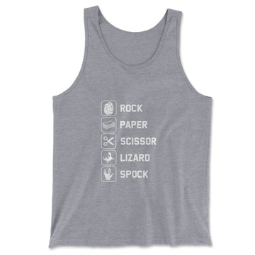 Rock Paper Scissor Lizard Spock Men/Unisex Tank in Athletic Heather color